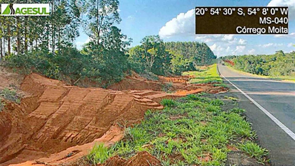 Erosão na região do Córrego Moita teria ligação com obras na MS-040 (Reprodução)